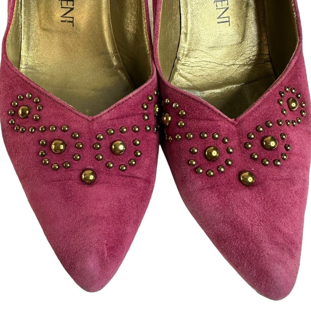 Vintage Saint Laurent YSL Pump Shoes Purple Sz US 6 EU 36 Stud Details Point Toe - Picture 6 of 16